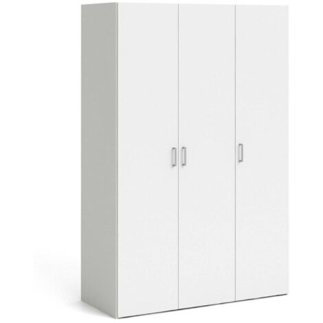 Dmora – Armoire 3 portes blanche – Penderie avec 5 étagères – Dimensions 49x115 cm – Design moderne pour chambre