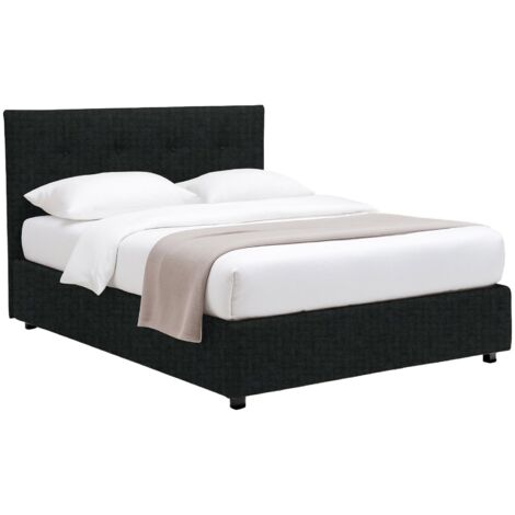 Lit 120x190 cm Bolton, déhoussable, avec coffre, Fabriqué en Italie, gris foncé (1/4)