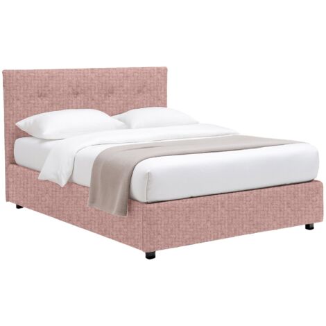 Lit Simple Chichester, Déhoussable, Coffre Made in Italy, Rose (1/4)