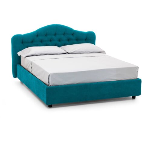 Lit double Alfer, matelas inclus, déhoussable Made in Italy, bleu (1/5)