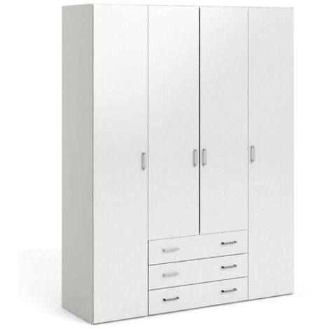 Grande Armoire Amoruccio, Garde-robe Chambre à Coucher, 9 Étagères, 49,5x200,4h cm Blanc Brillant