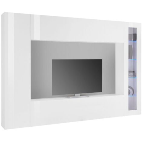 Parete modulable Donatello, 8 étagères, Made in Italy, 30x260x180h cm, blanc brillant (1/5)