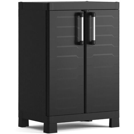 Armoire d'extérieur Terrebonne, meuble de jardin 2 étagères, étanche Made in Italy, 45x65x97h cm noir