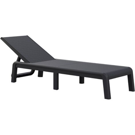 Chaise Longue Shawinigan, Transat de Jardin, Poids Supporté 110 kg, Hauteur d'Assise 29 cm, Noir Anthracite (1/5)