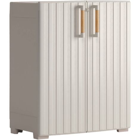 Armoire d'extérieur Melville, Meuble de jardin une étagère, 2 portes Made in Italy, 45x80x98h cm brun sable