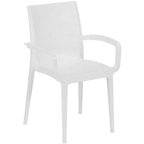 Chaise d'extérieur Buono, une chaise empilable Made in Italy, blanc (1/5)