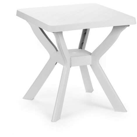 Progarden – Table de jardin carrée en résine blanche 70x70 cm – Résistante aux intempéries – 4 places – 100% recyclable – Usage domestique