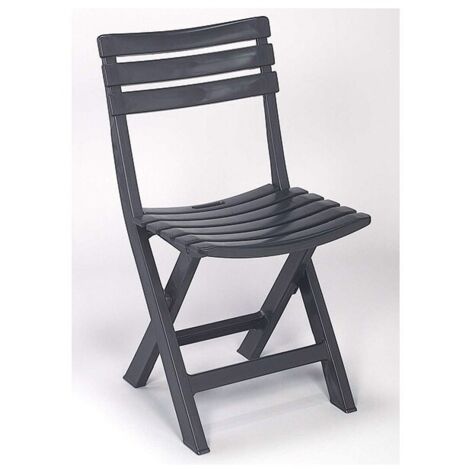 Ipae Progarden – Chaise de jardin pliante anthracite – Plastique résistant aux intempéries – Assise et dossier rembourrés – Dimensions 44 x 41 x 78 cm