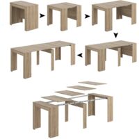 Dmora – Table à manger extensible 10 places – Chêne – Dimensions 51/237x90h78 cm – Rallonges coulissantes pour espace réduit