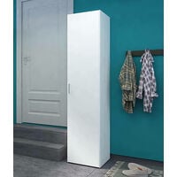 Dmora Armoire à une porte avec trois étagères internes, couleur blanche, Dimensions 39 x 175 x 41 cm, avec emballage renforcé