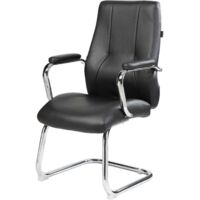 Dmora - Chaise de bureau Dmoncin, Chaise de salle d'attente avec accoudoirs, Chaise de salle d'attente ergonomique, 61x58h101 cm, Noir