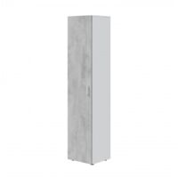 Caesaroo – Armoire 1 porte gris ciment 37x182h cm – Structure en panneaux mélaminés – 3 étagères réglables – Capacité 8 kg par étagère