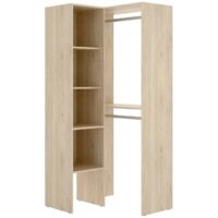 Dmora – Armoire d'angle moderne en chêne – Dimensions 79x88x186 cm – 2 compartiments réglables – Montage réversible – Résistante aux chocs et rayures - 79x88h186
