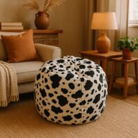 Dmora Sac pouf avec fantaisie, noir et blanc, Dimensions 80 x 120 x 80 cm, avec emballage renforcé