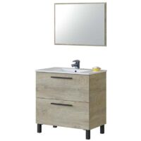 Meuble Sous-lavabo - Chêne Marron 80x80x45h cm