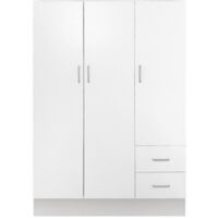 Penderie 3 portes – Armoire chambre blanche 50x120 cm – Structure en panneaux de particules – Pour rangement optimisé – Composad