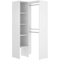 Dmora – Garde-robe d'angle blanche 79x88h186 cm – Armoire avec 4 étagères et 2 barres à vêtements – Design moderne et durable