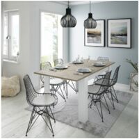 Abitare – Table extensible blanche 140/190x90x78 cm – Accueille jusqu'à 8 personnes – Panneau mélaminé – Finition chêne et blanc mat - 90x190x78h