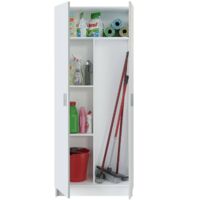 Dmora – Armoire murale de salle de bain 2 portes – 3 étagères modulables – Panneau mélaminé 15mm – Dimensions 37x180h cm – Poids max 45 kg