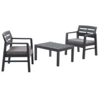 Salon d'extérieur Alfio, Ensemble 2 Places, Made in Italy, Noir Anthracite
