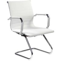 Dmora - Chaise de bureau Dfusett, Chaises de salle d'attente de bureau avec accoudoirs, Chaise de salle d'attente ergonomique, 62x54h89 cm, Blanc