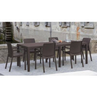 Table de jardin extensible effet rotin 150x90 cm – Structure en polypropylène résistant – Accueille jusqu'à 10 personnes – 100% Made in Italy - 90x150x72h