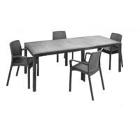 Dmora – Ensemble table et chaises de jardin extensible 4 places – Structure en polypropylène – Résistant aux intempéries – Finition effet rotin – Made in Italy