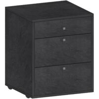 Commode Yorgos, Commode de chambre à coucher, Commode avec 3 tiroirs, 47x45h61 cm, Ardoise