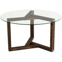 Table basse Luigia, effet fumé, ronde, structure en verre, 75x75x40h cm, gris noyer