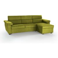 Canapé Fixe avec Méridienne Ceto, Déhoussable, Hydrofuge Multi-position Made in Italy, 160x285 cm Vert