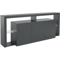 Dmora - Buffet Ddariv, Buffet de salon 3 portes, Buffet de salon, Buffet moderne, 200x40h80 cm, Anthracite