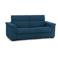 Canapé Fixe 3 Places Cantu, Déhoussable, Lavable Fabriqué en Italie, 95x225 cm bleu