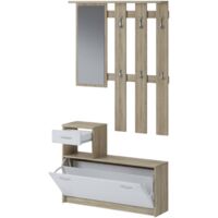 Bellahome – Ensemble de meubles d'entrée blanc 25,5x100x190 cm – Panneaux de particules – Optimise l'espace – Finition moderne