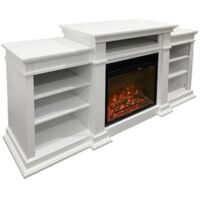 Cheminée Électrique Aramengo, Surface Chauffée 30 m², Puissance 900/1800 w Made in Italy, 48x179x80.6h cm Blanc