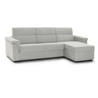 Canapé Fixe avec Méridienne Cintano, Déhoussable, Déperlant Made in Italy, 160x285 cm Gris Clair