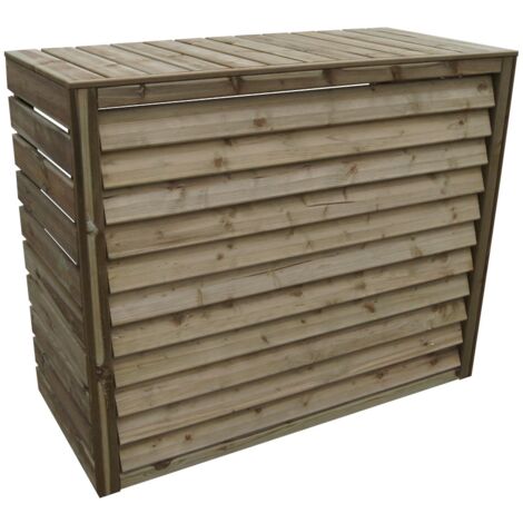 Cémonjardin – Cache climatiseur en pin traité autoclave – Vantelles mobiles pour ventilation – Résistant aux intempéries et UV – Grand modèle