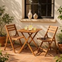 Ensemble pliable table + 2 chaises pour balcon en acacia Fidgi