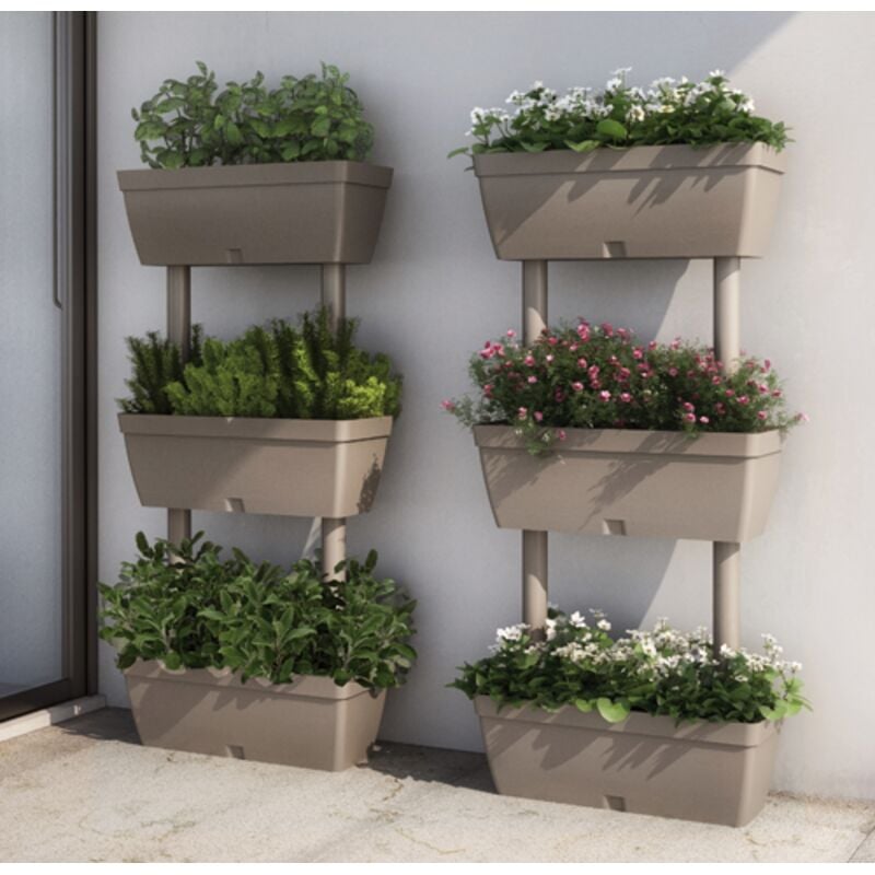 FIORIERA DA GIARDINO KIT 3PZ TORTORA CM 50X17X100H