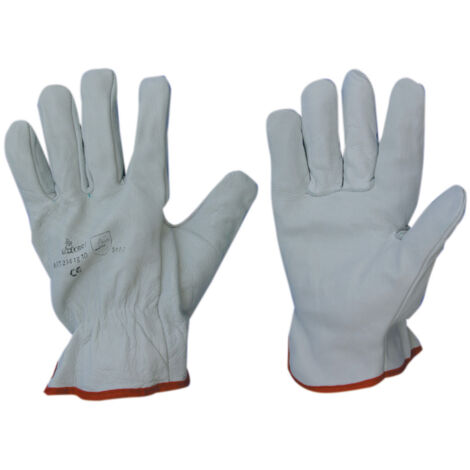 Guanti da lavoro anti-usura in fiore di pelle bovina bianco per giardino ed edilizia -Extra Large 10