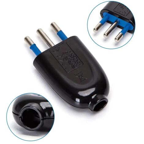 spina elettrica prolunga cavo elettrico 2p+t volante 10A nero maschio