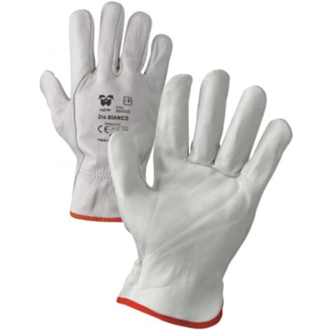 Guanti in pelle antinfortunistici Neri 214 Top - 9 (L) - Bianco
