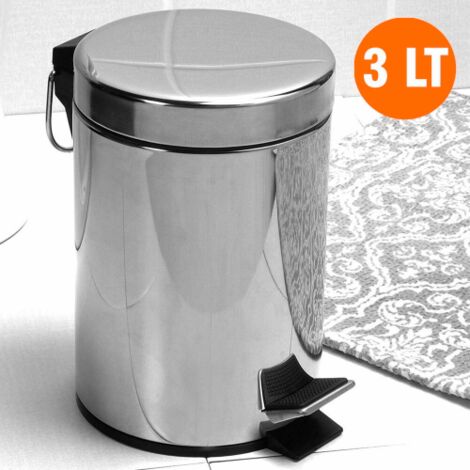 Maurer – Pattumiera a pedale in acciaio inox 3 litri – Cestino rifiuti per bagno – Apertura antiscivolo e cestello estraibile (1/7)