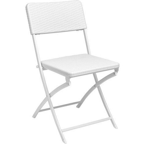 PAPILLON 8044515 Sedia Pieghevole Quadrata Effetto Rattan, Colore Bianco, 54 x 44,5 x 80,5 (Altezza). cm, Plastica 0, Multicolore, XL (1/4)