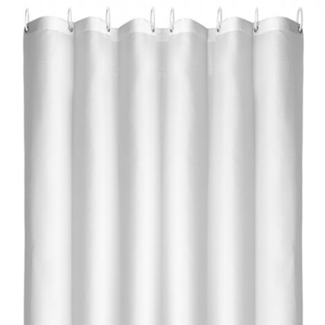 KS Tenda Doccia In Tessuto Bianco Con Gocce Blu - 180x200 Cm - Include 12 Anelli A Scatto Di Qualità