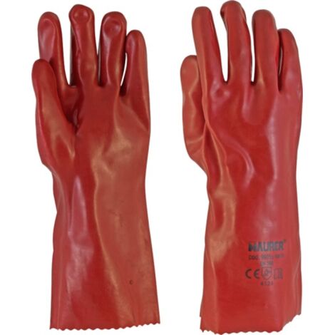 GUANTI LAVORO PVC 100% ROSSO LUNGO 35CM TG.10 MAURER (1/3)