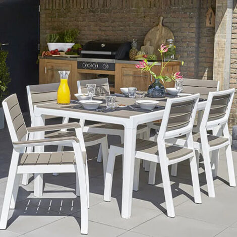 TAVOLO RESINA """HARMONY KETER""" DIM 160X90X74CM BIANCO/CAPPUCCINO