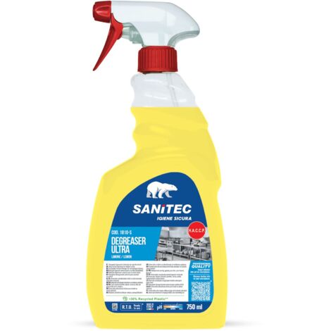 Sanitec, Degreaser Ultra, Sgrassatore Universale ad Alta Concentrazione, Molto Potente contro lo Sporco Ostinato Lascia una Gradevole Profumazione al Limone, Made in Italy, Flacone 750 ml