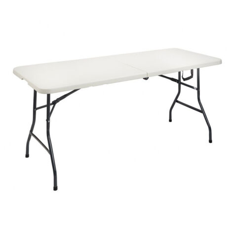 Tavolo Pieghevole Portatile LSKSSNG 1,8m - Bianco, In Plastica HDPE E Acciaio, Con Maniglia, Capacità 136kg, Per Campeggio, Feste, Giardino E Interni - 2