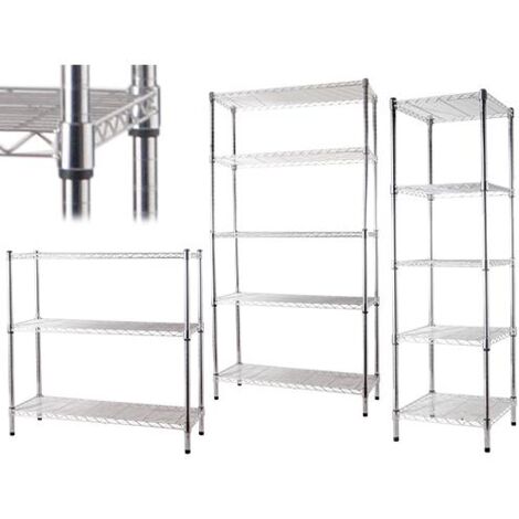 SCAFFALI MANHATTAN IN ACCIAIO CROMATO 5 PIANI 45x45xH150 CM (1/7)
