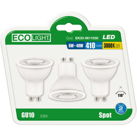 LAMPADINE ECOLIGHT LED GU10 SP6W C.CF3PZ (1/3)